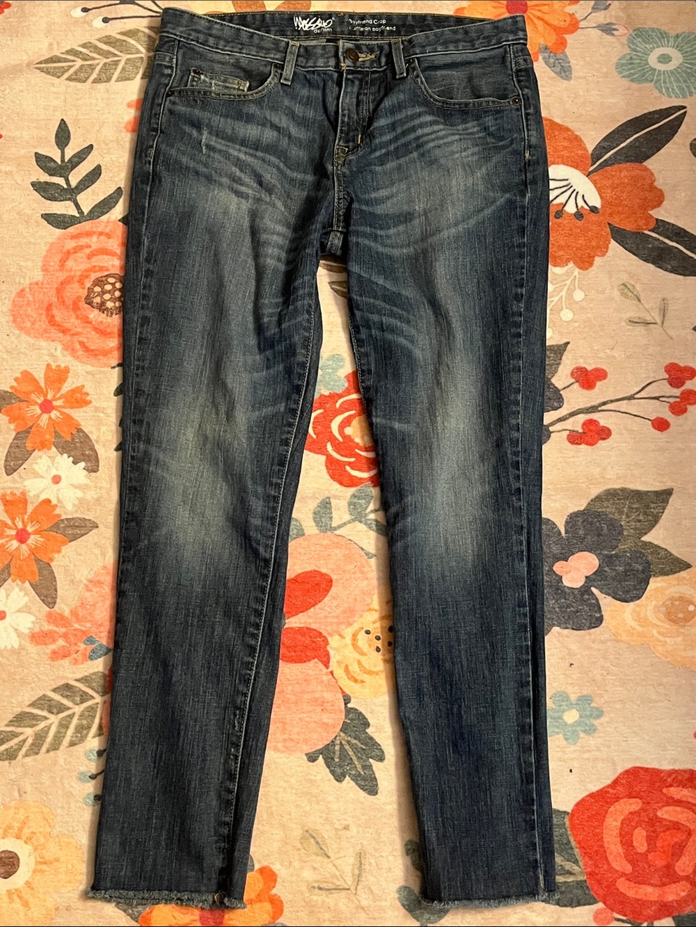 Mossimo Supply Co. Women's Boyfriend Jeans - Dark Blue Faded Wash